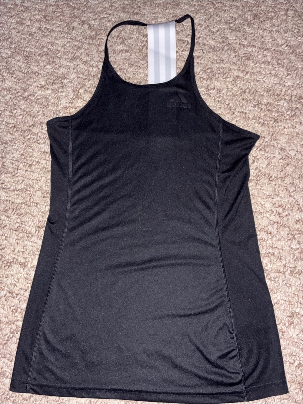 adidas Black Tank Top with White Stripe Racerback
